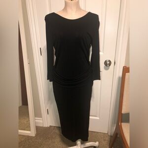 Escada Black Long Sleeve Midi Dress